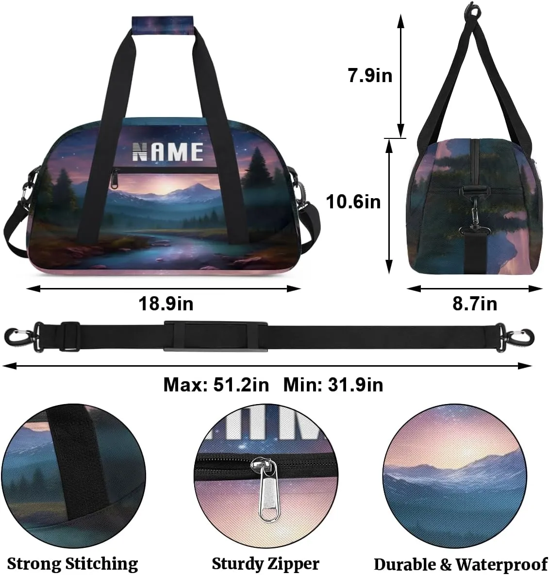 Beautiful Summer Starry Sky Galaxy Kids Overnight Bags Personalized Weekender Travel Duffle Bag for Teens,Boys Gym Carry On Maletas Para Niños,Customized Gymnastics Dance Ballet Tote for Girls