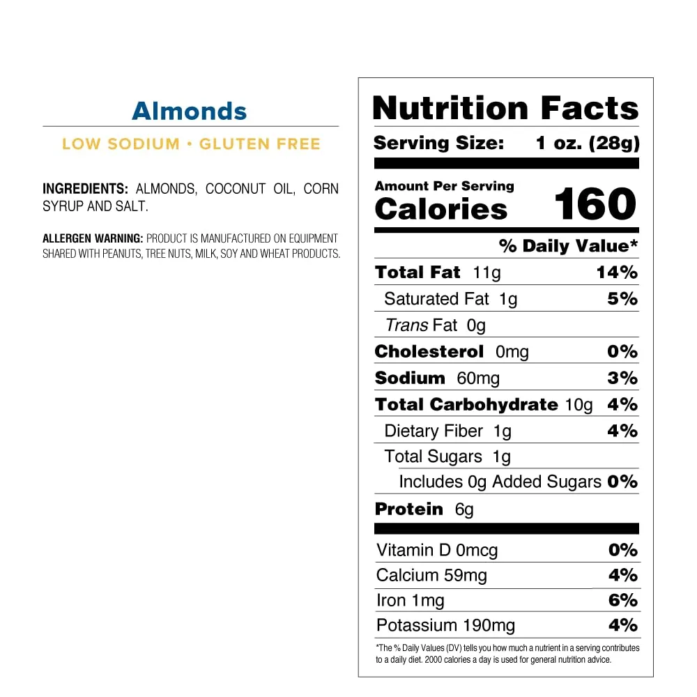 BEER NUTS Individual Tube Bags Display, Sweet & Salty Bar Nuts - Gluten Free, Kosher, Low Sodium Peanut Snacks Made In The USA (12 Pack) (12 Count, Sweet & Salty Almonds)