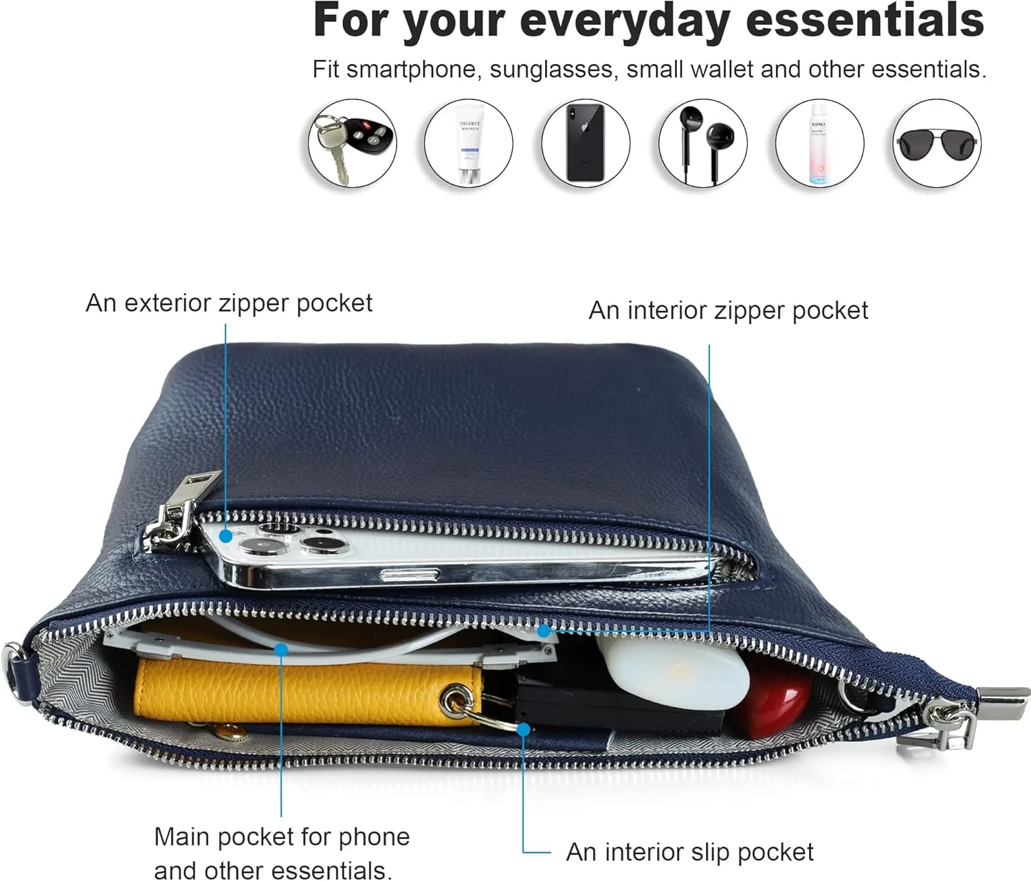 befen Genuine Leather Wristlet Clutch Wallet Purses Small Crossbody Bags for Women with RFID Blocking Card Slots