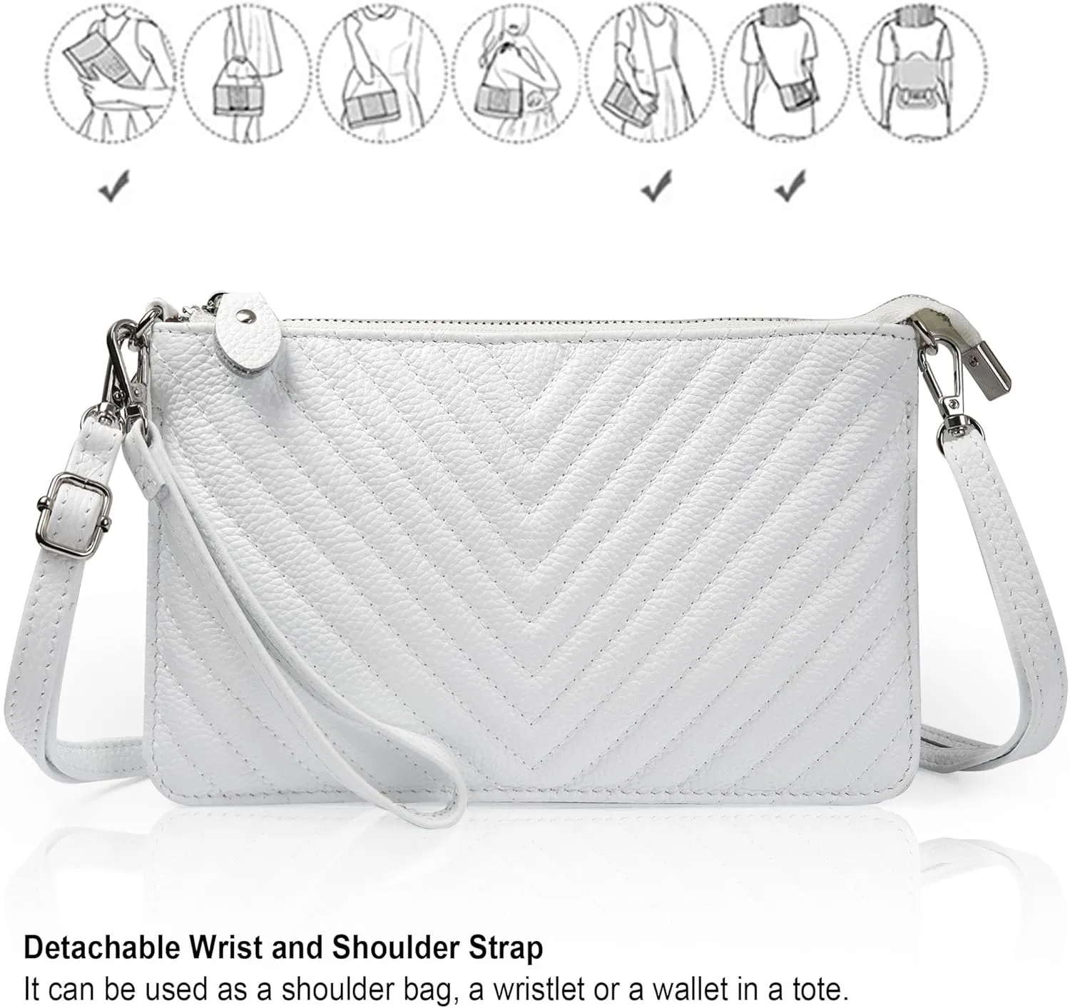 befen Genuine Leather Wristlet Clutch Wallet Purses Small Crossbody Bags for Women with RFID Blocking Card Slots