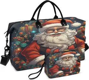 Bells Santa Claus Sports Swim Gym Bag Weekender Duffel Travel Bags Handbag with Makeup Storage Bag for Girls Men