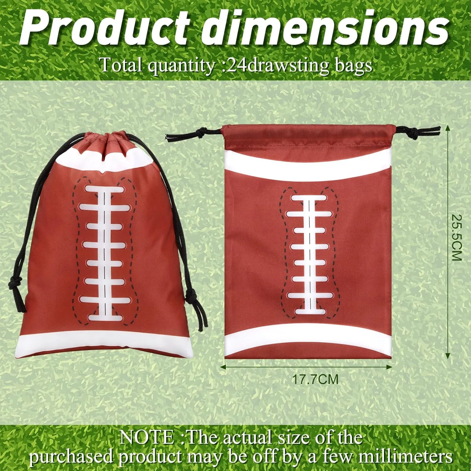 Berlune 24 Pieces Football Party Favors Drawstring Gift Bags Football Sports Goodie Bags Super Birthday Supplies Bulk Bowl 10 x 7 Inch