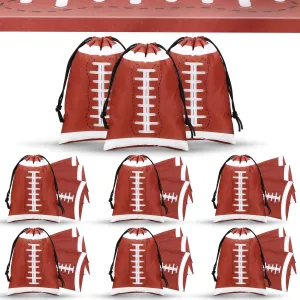 Berlune 24 Pieces Football Party Favors Drawstring Gift Bags Football Sports Goodie Bags Super Birthday Supplies Bulk Bowl 10 x 7 Inch