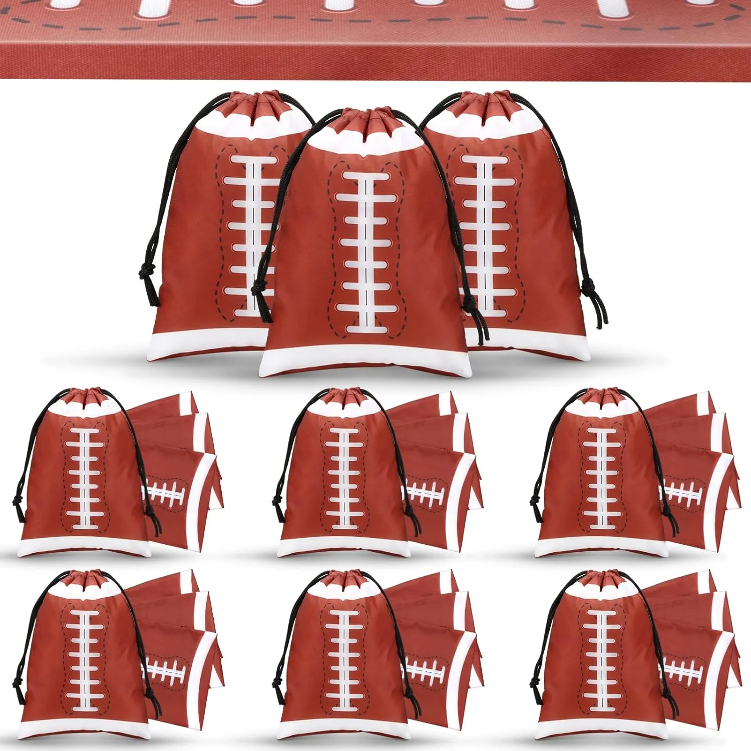 Berlune 24 Pieces Football Party Favors Drawstring Gift Bags Football Sports Goodie Bags Super Birthday Supplies Bulk Bowl 10 x 7 Inch