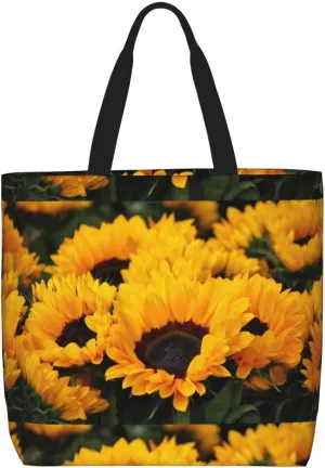 BERMRIZ Flower Bush Sunflower Shoulder Bag for Women Tote Bag for Women Zipper Work Travel Bags for With Inner Pockets for Gym, Work, Travel Shopping Purse