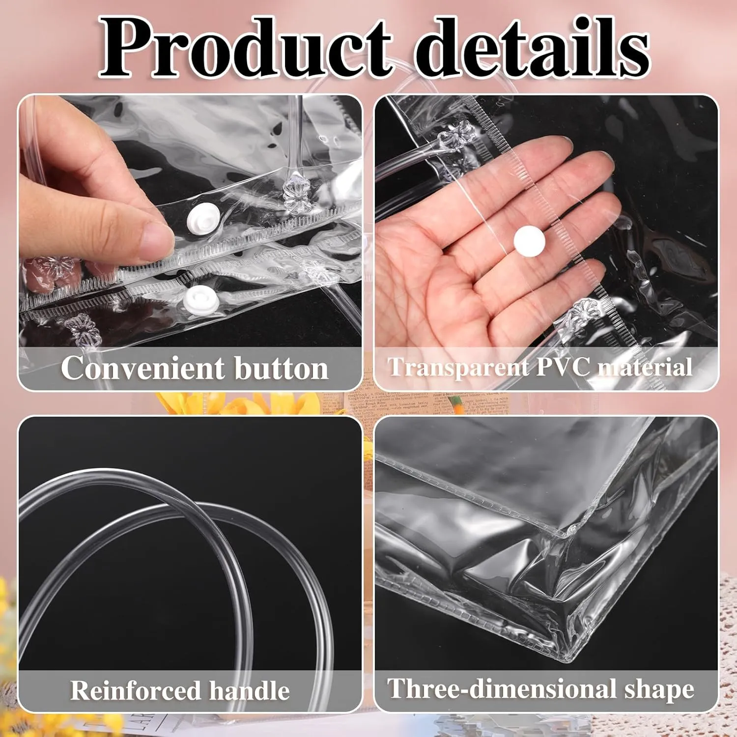 BESARME 30 Pack 9.8" x 9.8" x 3.5" Clear Gift Bags, Reusable Large Gift Wrap Tote Clear Bags with Handle for Gifts Wedding Party Favors