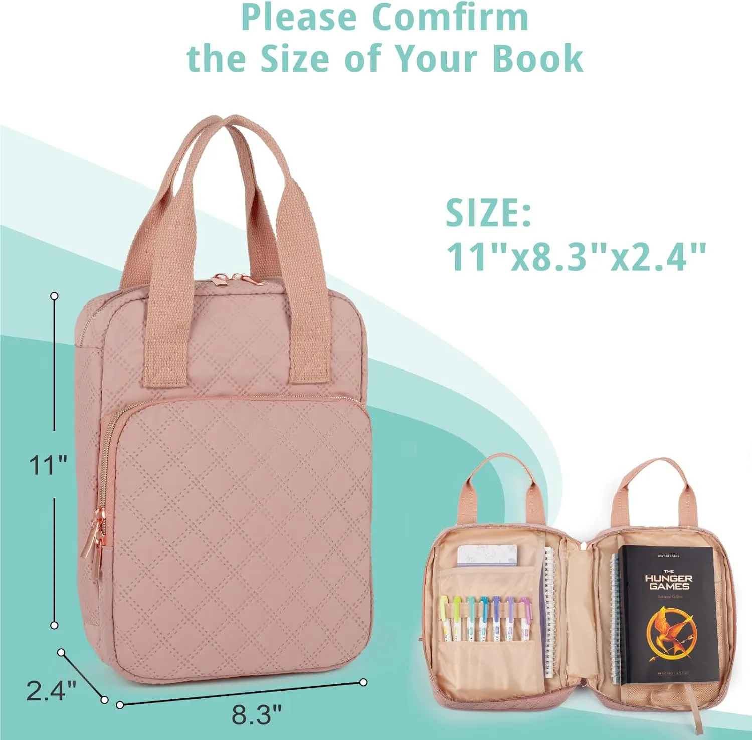 Bible Cover for Women, Bible Case with Handles,Carrying Bible Bag Scripture Case Church Bag Bible Protective with a Zippered Front Pocket & Velcro Back Pocket