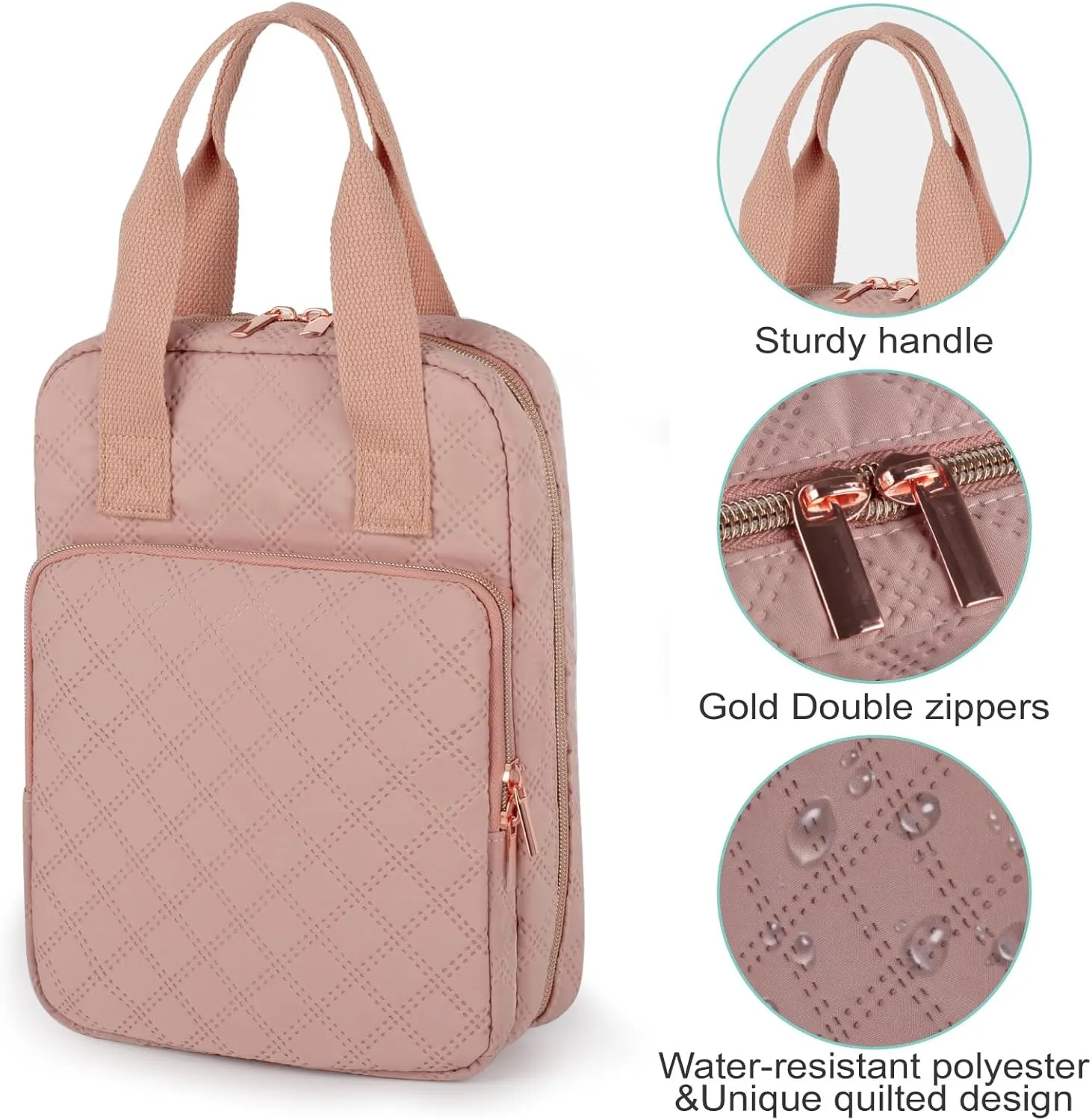 Bible Cover for Women, Bible Case with Handles,Carrying Bible Bag Scripture Case Church Bag Bible Protective with a Zippered Front Pocket & Velcro Back Pocket