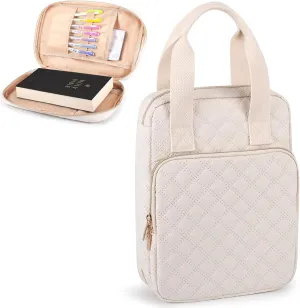 Bible Cover for Women, Bible Case,Carrying Bible Bag Scripture Case Church Bag Bible Protective with Font & Back Zippered Pocket