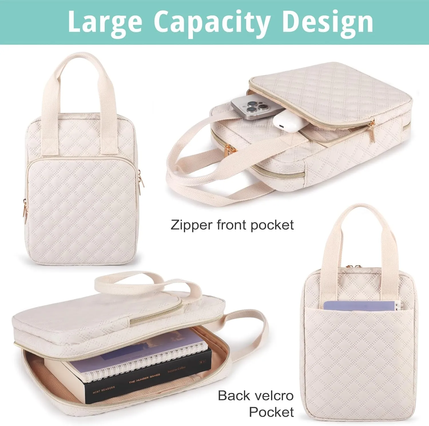 Bible Cover for Women, Bible Case,Carrying Bible Bag Scripture Case Church Bag Bible Protective with Font & Back Zippered Pocket