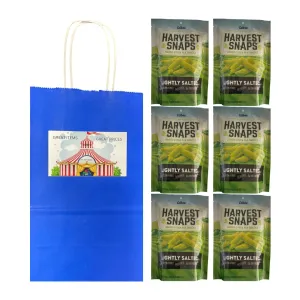 Big Top Deals USA Blue Paper Bag (5.25x3.2x8) with Snaps Veggie Chips Lightly Salted 6-Pack – Custom Bundle Pack