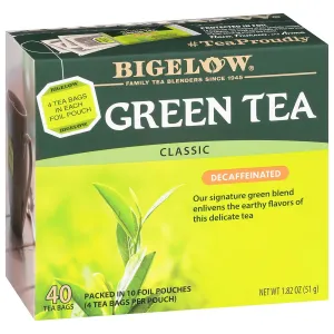 Bigelow Decaffeinated Green Tea Bags, 40 Count Box (Pack of 6) Decaf Green Tea, 240 Tea Bags Total
