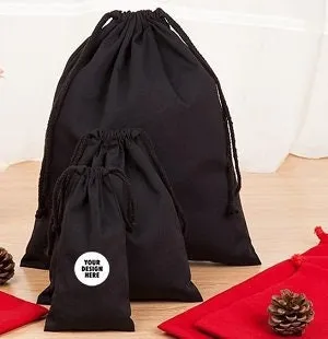 Black Muslin Bags-100% Organic Cotton,custom black cotton dust bags,jewelry packaging bag,drawstring pouche,premium cotton bags,eco-friendly