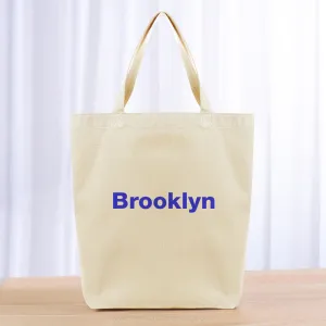 Block Custom Text Tote Bag - blue