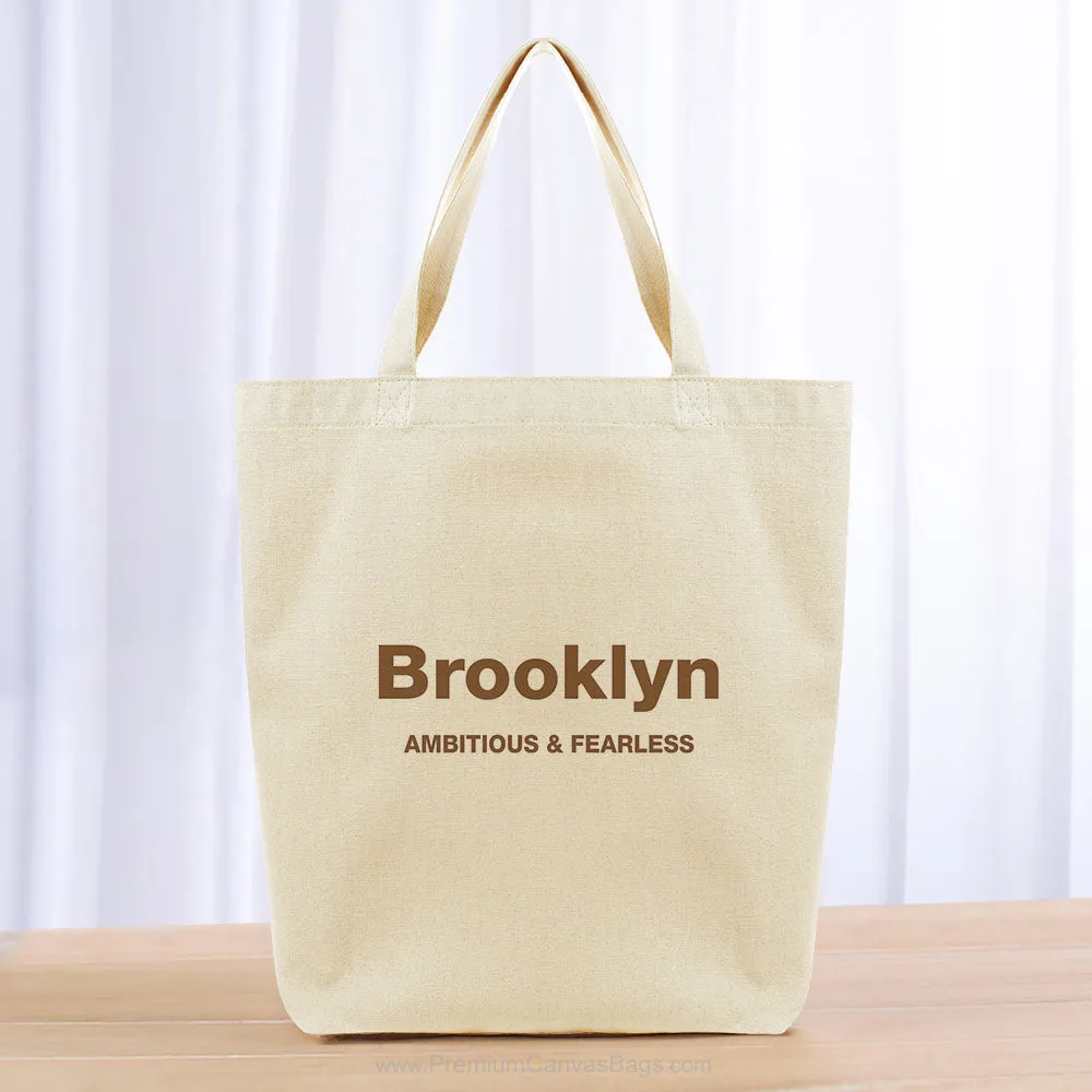 Block Custom Text Tote Bag - brown