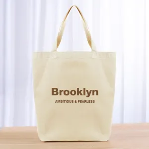 Block Custom Text Tote Bag - brown