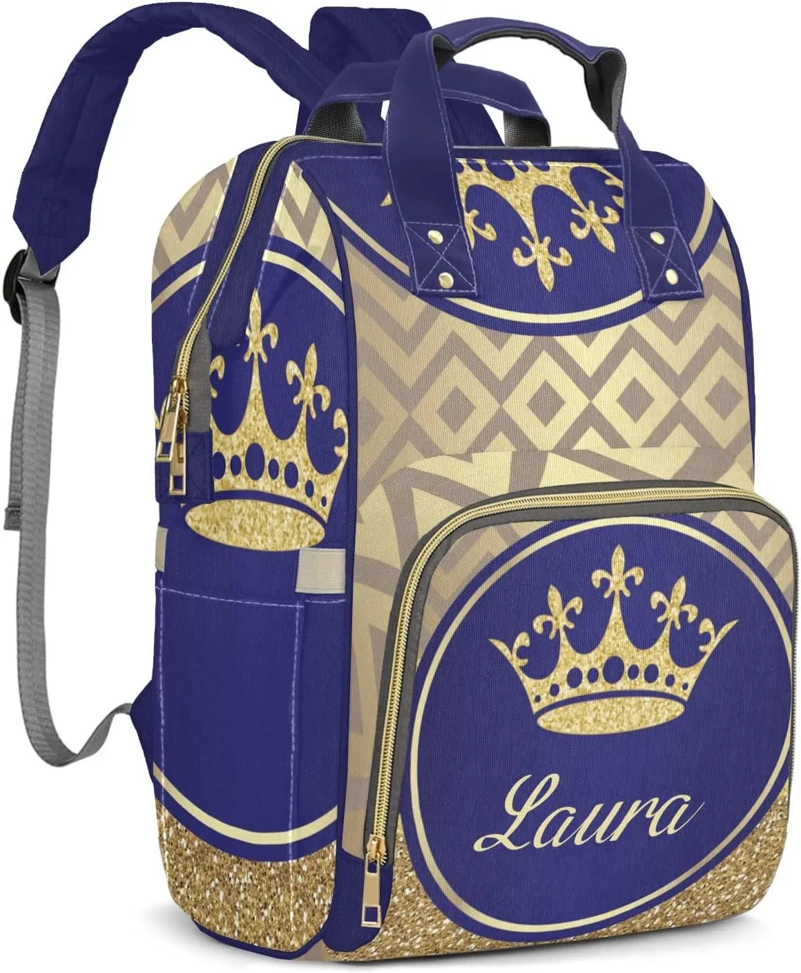 Blue Gold Diaper Bags Customized Mummy Nursing Casual Daypack Hiking Camping Baby Bags for Mom