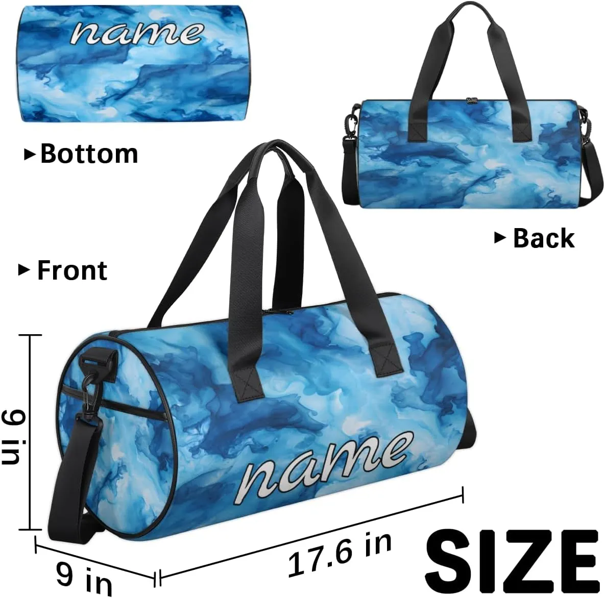 Blue Tie Dye Print Custom Duffel Bags Weekender Bags Custom Sport Duffel Bag Carry on Overnight Weekender Bag