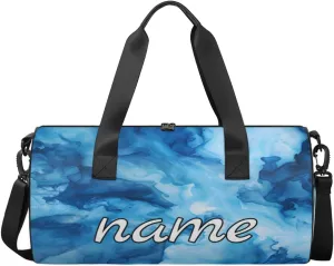 Blue Tie Dye Print Custom Duffel Bags Weekender Bags Custom Sport Duffel Bag Carry on Overnight Weekender Bag