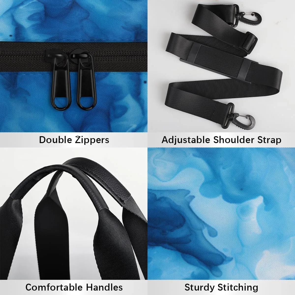 Blue Tie Dye Print Custom Duffel Bags Weekender Bags Custom Sport Duffel Bag Carry on Overnight Weekender Bag