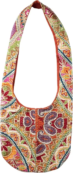 Bops Handcrafted, Unique, Kantha Fabric Sling Bag, Ladies Purse, Crossbody Boho Bag, Shopping Bag, Travel, for Women