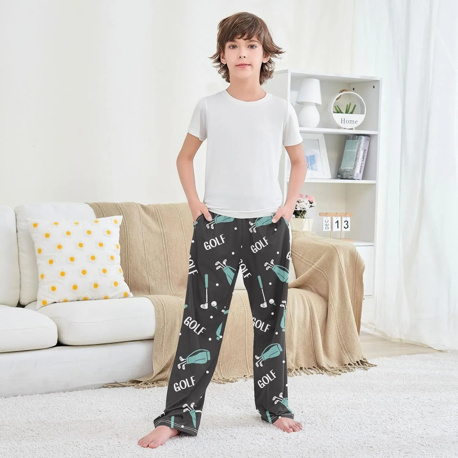 Boys Pajama Pants Golf Bags and Balls Soft Pajama Sleep Pant Long Pj Bottoms L