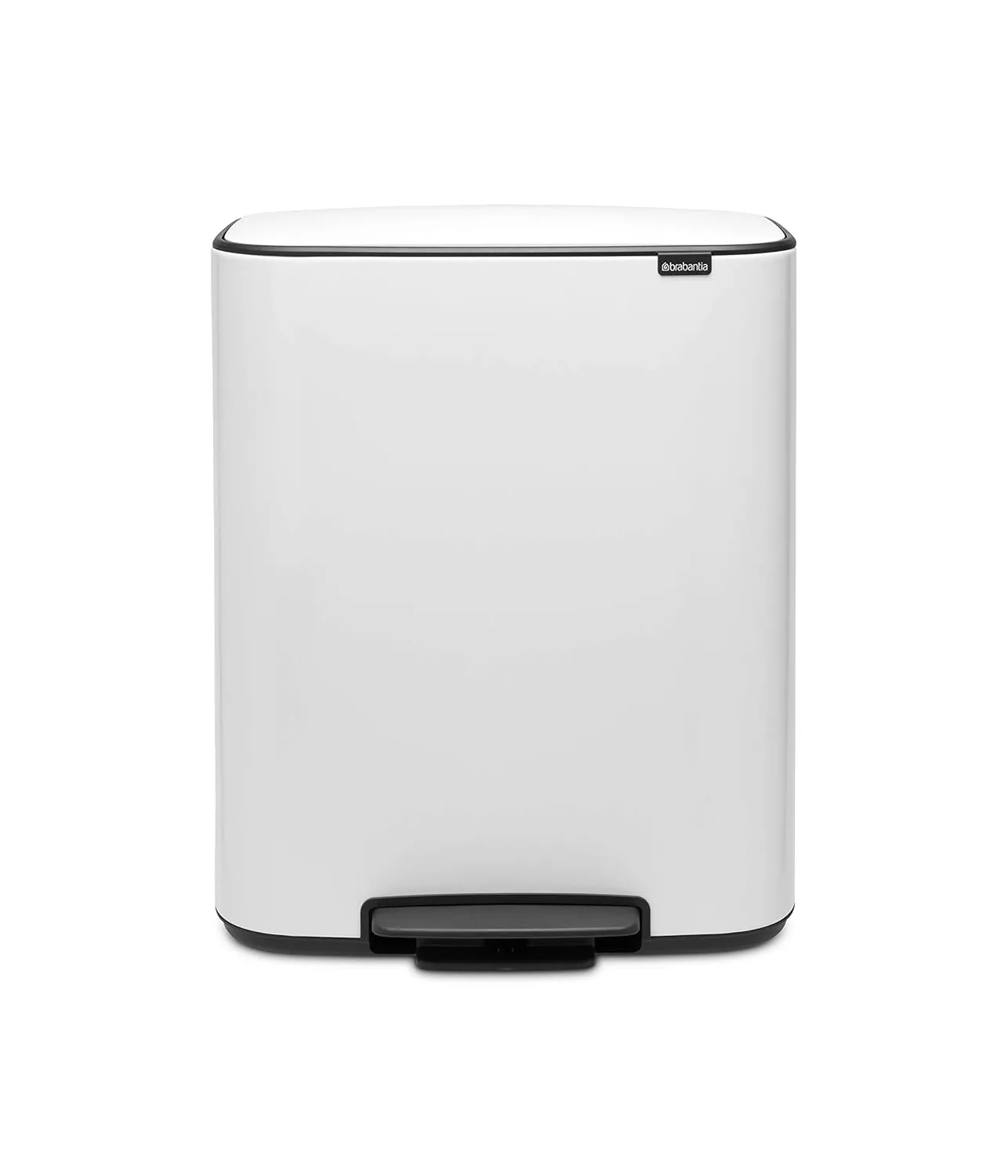 Brabantia Bo Step-On Pedal Trash Can - 2 x 8 Gal Inner Buckets (White) Waste/Recycling Garbage Can, Removable Compartments