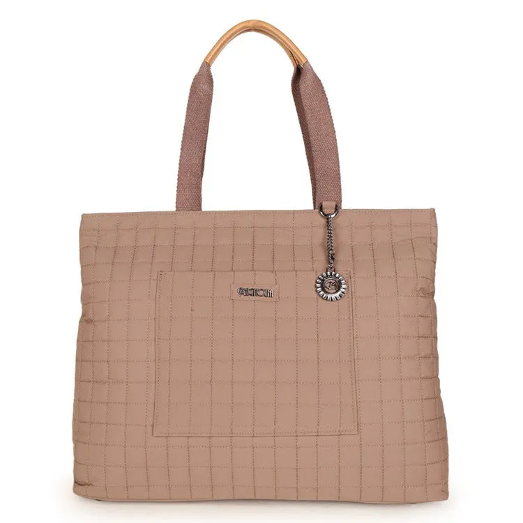 Brown Babette Large Quilted Tote Bag