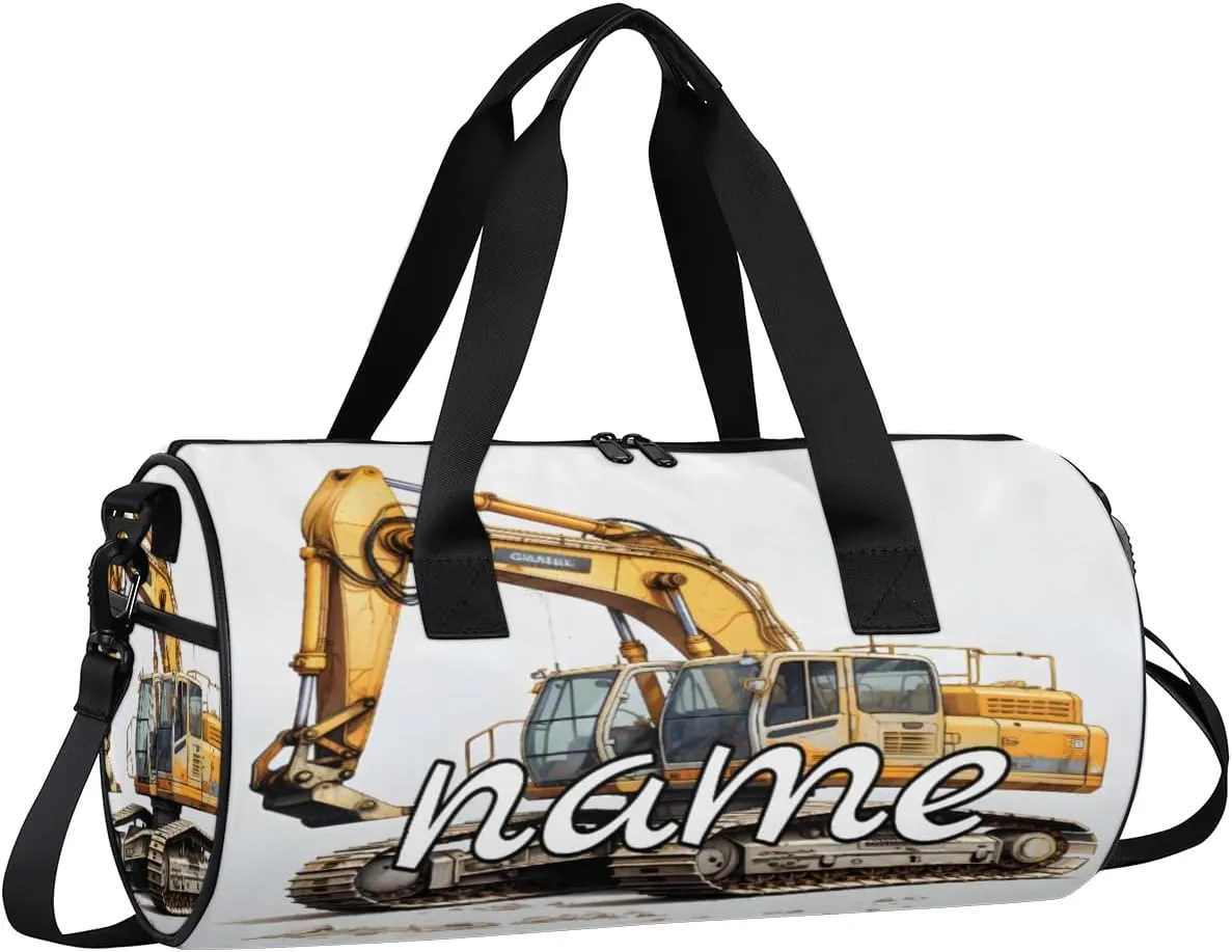 Bulldozer Construction Excavator Personalized Dance Bags, Bulldozer Construction Excavator Custom Sport Duffel Bag Travel Duffle Bag Overnight Weekender Bag