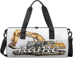 Bulldozer Construction Excavator Personalized Dance Bags, Bulldozer Construction Excavator Custom Sport Duffel Bag Travel Duffle Bag Overnight Weekender Bag