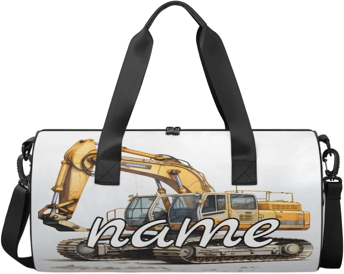 Bulldozer Construction Excavator Personalized Dance Bags, Bulldozer Construction Excavator Custom Sport Duffel Bag Travel Duffle Bag Overnight Weekender Bag