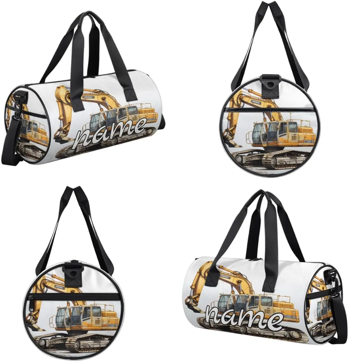 Bulldozer Construction Excavator Personalized Dance Bags, Bulldozer Construction Excavator Custom Sport Duffel Bag Travel Duffle Bag Overnight Weekender Bag