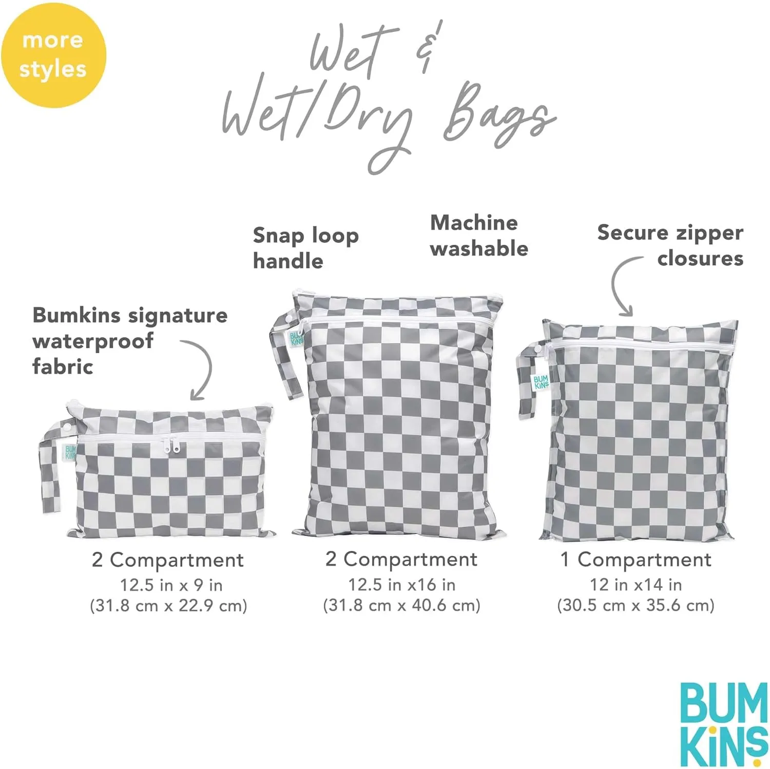Bumkins Waterproof Wet Bag for Baby, Travel, Beach Essentials, Swim Suit, Cloth Diapers, Pump Parts, Pool, Gym, Toiletry, Strap to Stroller, Daycare, Wetdry Packing Pouch, 2-pk Desert Boho