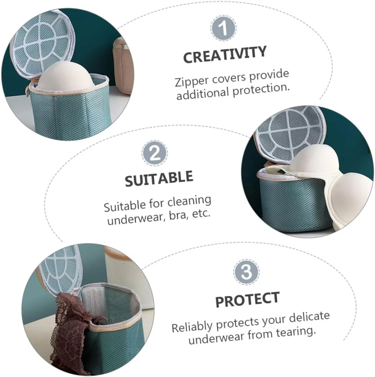 Cabilock 1pc Reusable Washing Net Bag Mesh Laundry Bag with Fixed Zip for for Washing Bras and Underwear Against Deformation
