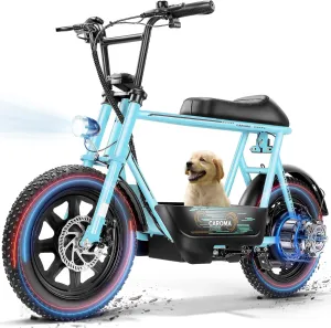 Caroma Peak 1200W Electric Scooter with Seat, 16"*3" Fat Tire Electric Dirt Bike for All-Terrain, 30 Miles Ranges 20MPH Max Speed, Electric Motorcycle with Storage Basket for Adults Cargo & Commuting