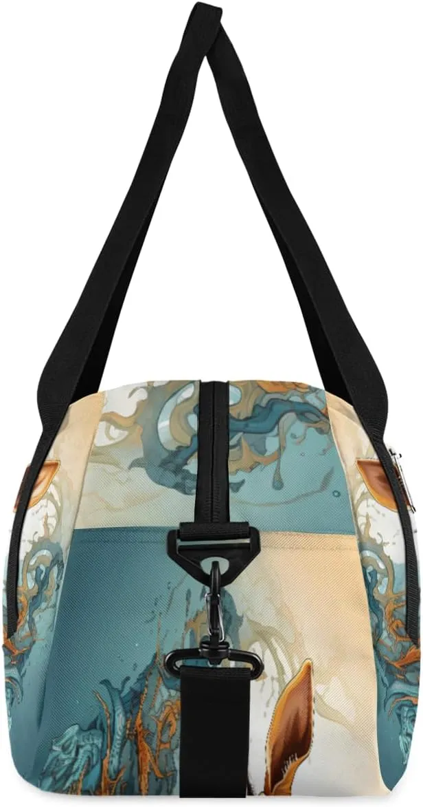 Cartoon Cute Giraffe Custom Name Kids Duffel Bags Personalized Customized Gifts Sports Gym Bag Girls Dance Bag Overnight Weekender Sleepover Carry On Travel Tote Bag for Boys Girls