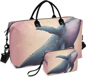 CEBUGI Mysterious Whale Quilted Duffle Bag for Women Large Carry On Travel Weekend Bag Hospital Bags for Labor and Delivery