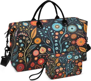 CEBUGI Vibrant Colors Native Animals Flora (1) Quilted Duffle Bag for Women Large Carry On Travel Weekend Bag Hospital Bags for Labor and Delivery