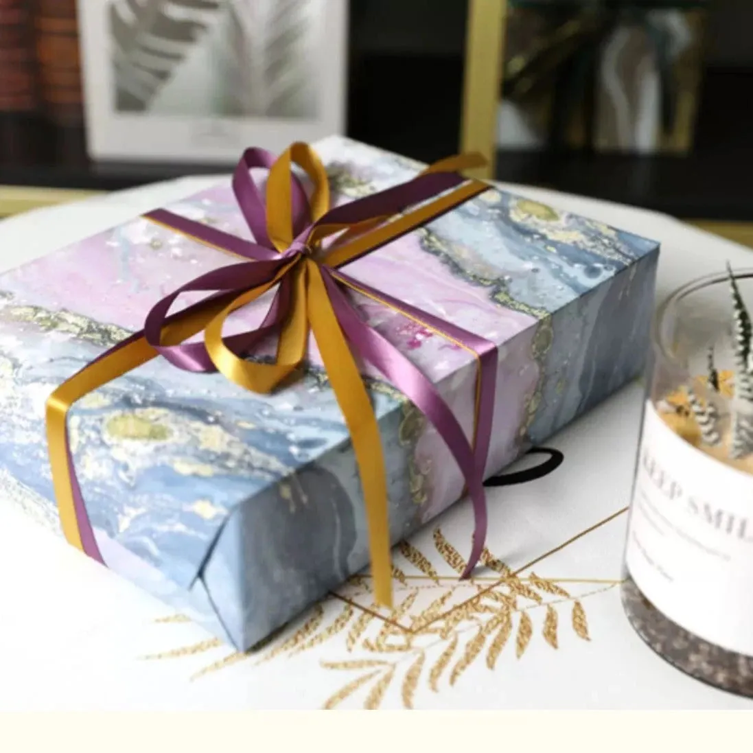 Celestial Elegance: Flowing Ink Galaxy Wrapping Paper