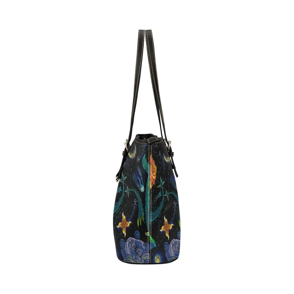 Celestial Whales | Leather Tote Bag