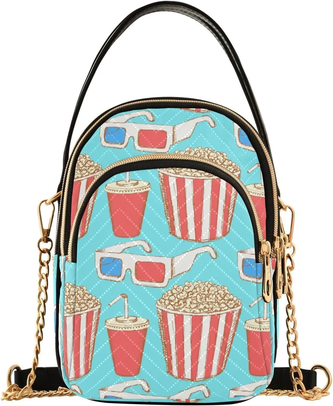 Chain Crossbody Bags for Women Quilted Sketch Cinema Set Shoulder Bag Handbag Vintage Trendy Cross Body Cell Phone Crossbody Purses for Travel Women