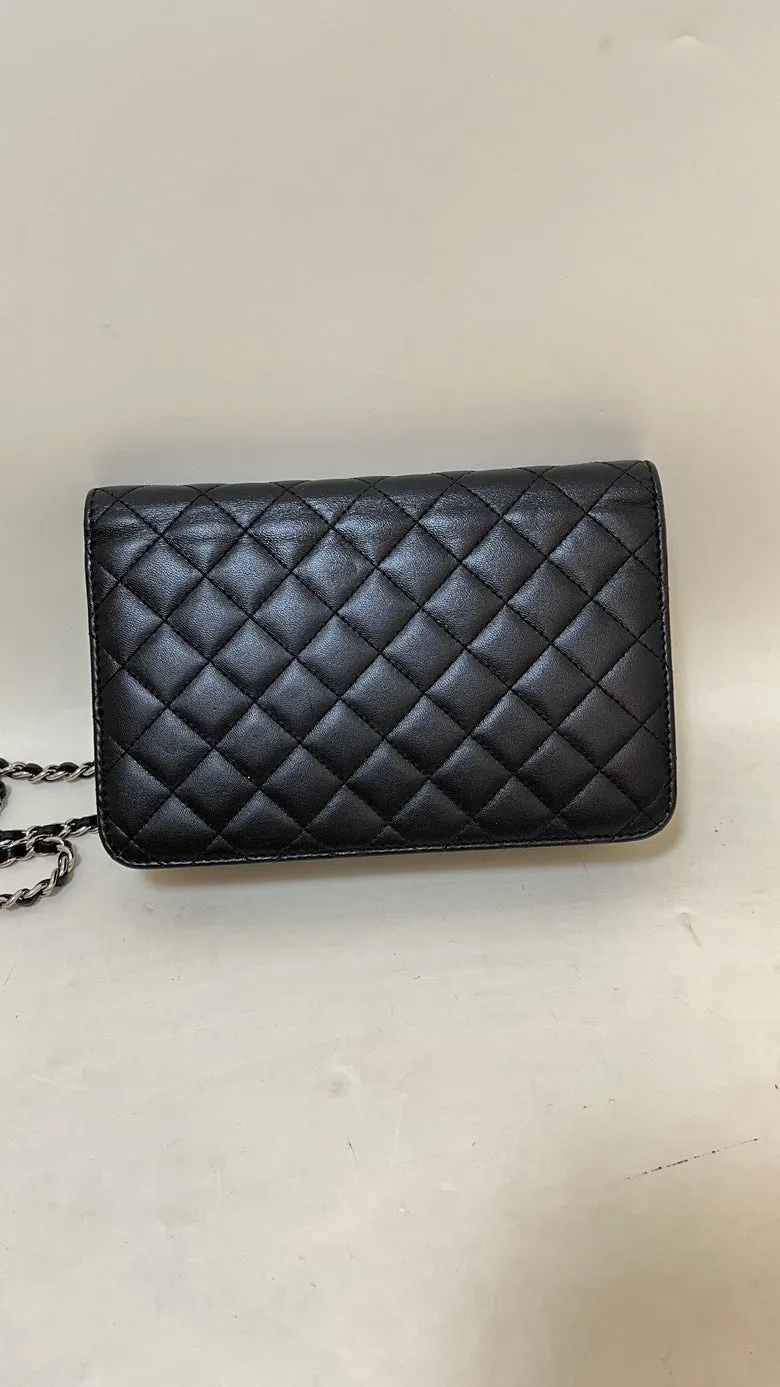 Chanel Preloved Flap Chain Bag Black Leather Shoulder Bag 2013-2014