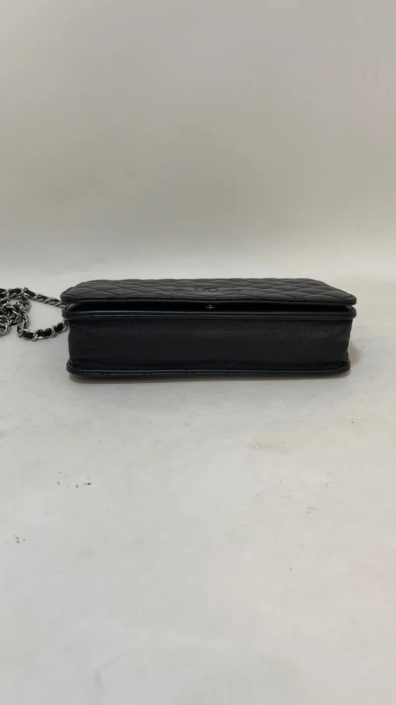 Chanel Preloved Flap Chain Bag Black Leather Shoulder Bag 2013-2014
