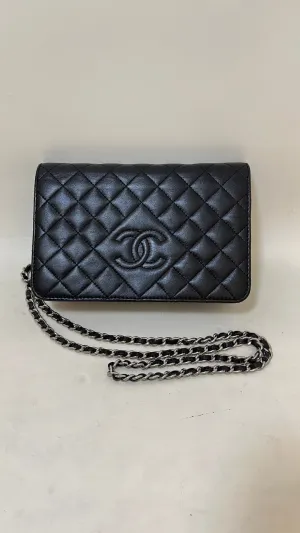Chanel Preloved Flap Chain Bag Black Leather Shoulder Bag 2013-2014