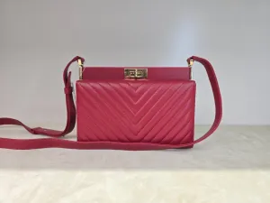 Chanel Signature Crossbody Bag Red Leather