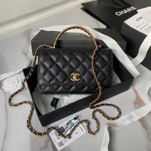 Chanel WOC 24C Small Flower Chain Black Caviar