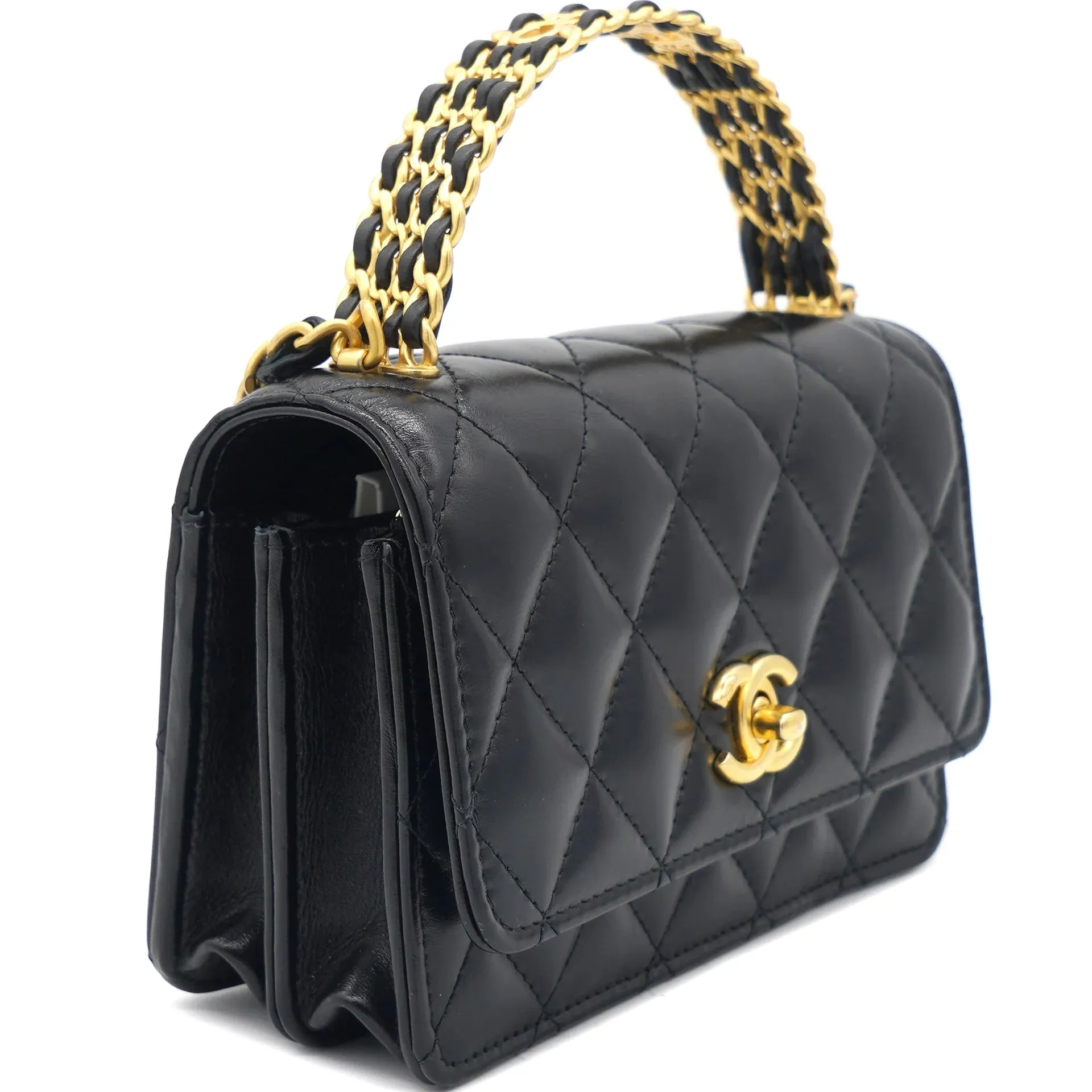 Chanel WOC 24C Small Flower Chain Black Caviar