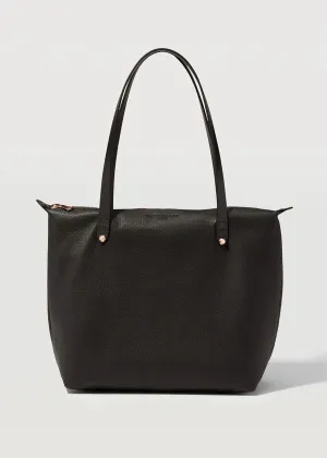 CHARLIE MIDDLETON  Black Nappa Mini Bespoke Zippered Tote - Gold