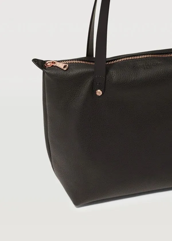 CHARLIE MIDDLETON  Black Nappa Mini Bespoke Zippered Tote - Gold