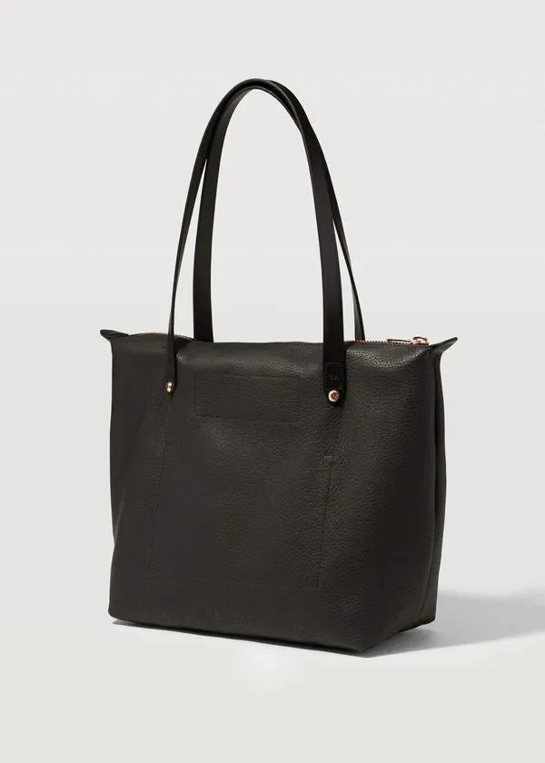 CHARLIE MIDDLETON  Black Nappa Mini Bespoke Zippered Tote - Gold